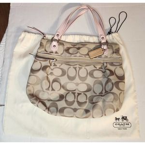 Coach Beige and Pink Tote Bag
